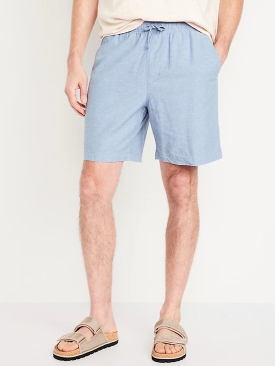 Old Navy Other - Old Navy Men’s Light Blue Linen-Blend Jogger Shorts - L